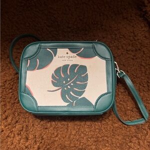 Kate Spade Teal and Cream Leaf Crossbody Bag